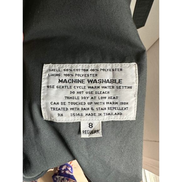 Vintage Womens Trench Coat Size 8  Grey Lined Classic Style Midi Classic - Picture 8 of 16